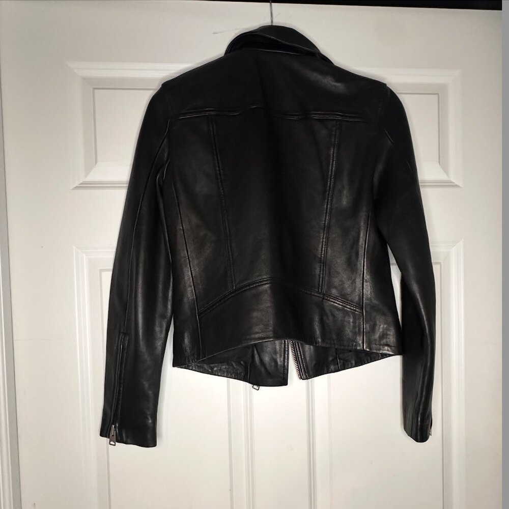 AllSaints Dalby Slim Fit Leather Biker Jacket – Black, Size 6 - Picture 2 of 5